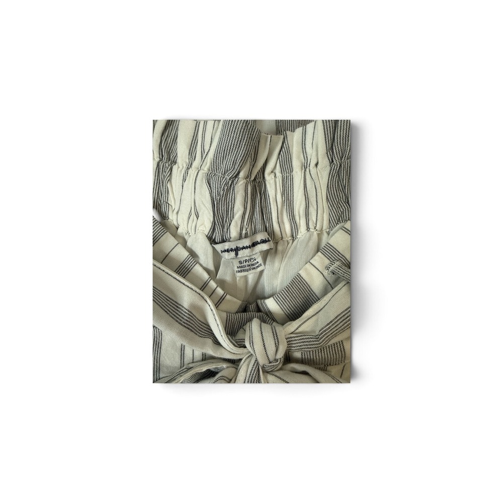 American Eagle Striped Paperbag Waist Wide Leg Pants Gray White Small - Picture 6 of 8
